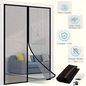 1 Easy-Install Magnetic Screen Door - Insect-Proof, Fresh Air Inlet | Self-Sealing, Heavy-Duty Mesh Curtain, All-Season Use | Ideal for Bedrooms and Home Decor, Manual Operation, Room Divider