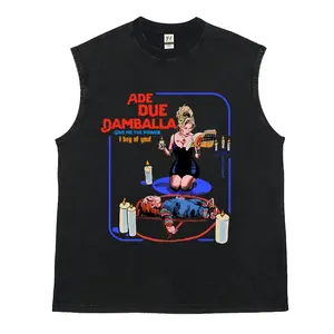 Unisex Ade Due Damballa “Bride of Chucky“  Washed Vest，Essential Horror Graphic Vest，Retro Print Sleeveless  Vest, Perfect Boyfriend Gift