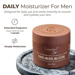 Crowned Skin King Cologne Body Butter - Warm & Sensual Sandalwood & Leather Scent, Organic Shea & Mango Butters, Moisturizing All-Day Fragrance Formula