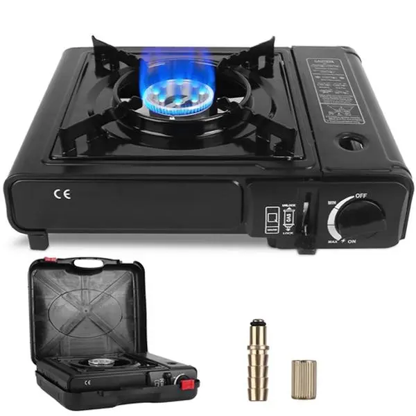 Portable Camping Stove, Lightweight 3300W Dual Fuel Burner with Autoignition and Safety Cutoff, Cast Iron Cooktop for Hiking and Outdoor Cooking, Includes Carry Case, Outdoor Camping Supplies, Camping Kitchenware, Hikinggear, Compact