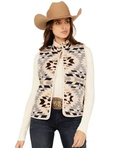 Shyanne Women's Southwestern Print Polar Fleece Vest - Srho24v6-Nat
