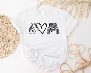 Peace Love Offroad T-shirt, USA Flag Offroad Shirt, American offroad Tee, Offroad Forest T-shirt, Adventure Offroad Shirt, Cute Off-road T-shirt