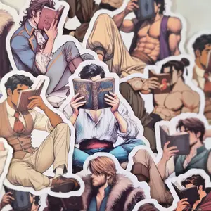 Book Boyfriends Reading Sticker - Waterproof Glitter or Glossy Stickers 2.75" Size Customizable for Kindle, Book, or Tablet