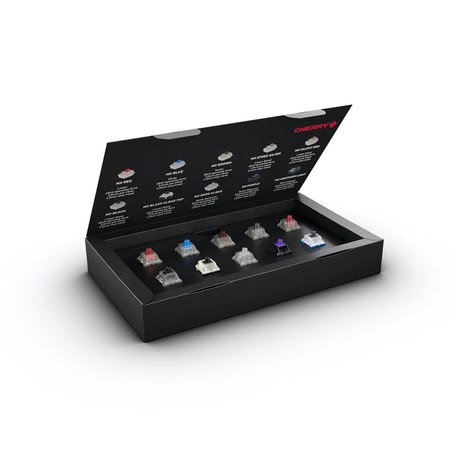 CHERRY MX2A Experience Box, 10 Piece Sample Tester, Mechanical Keyboard Switches, for DIY, Hot Swap or Gaming Keyboard, for Testing and Getting to Know Them, Original CHERRY Quality