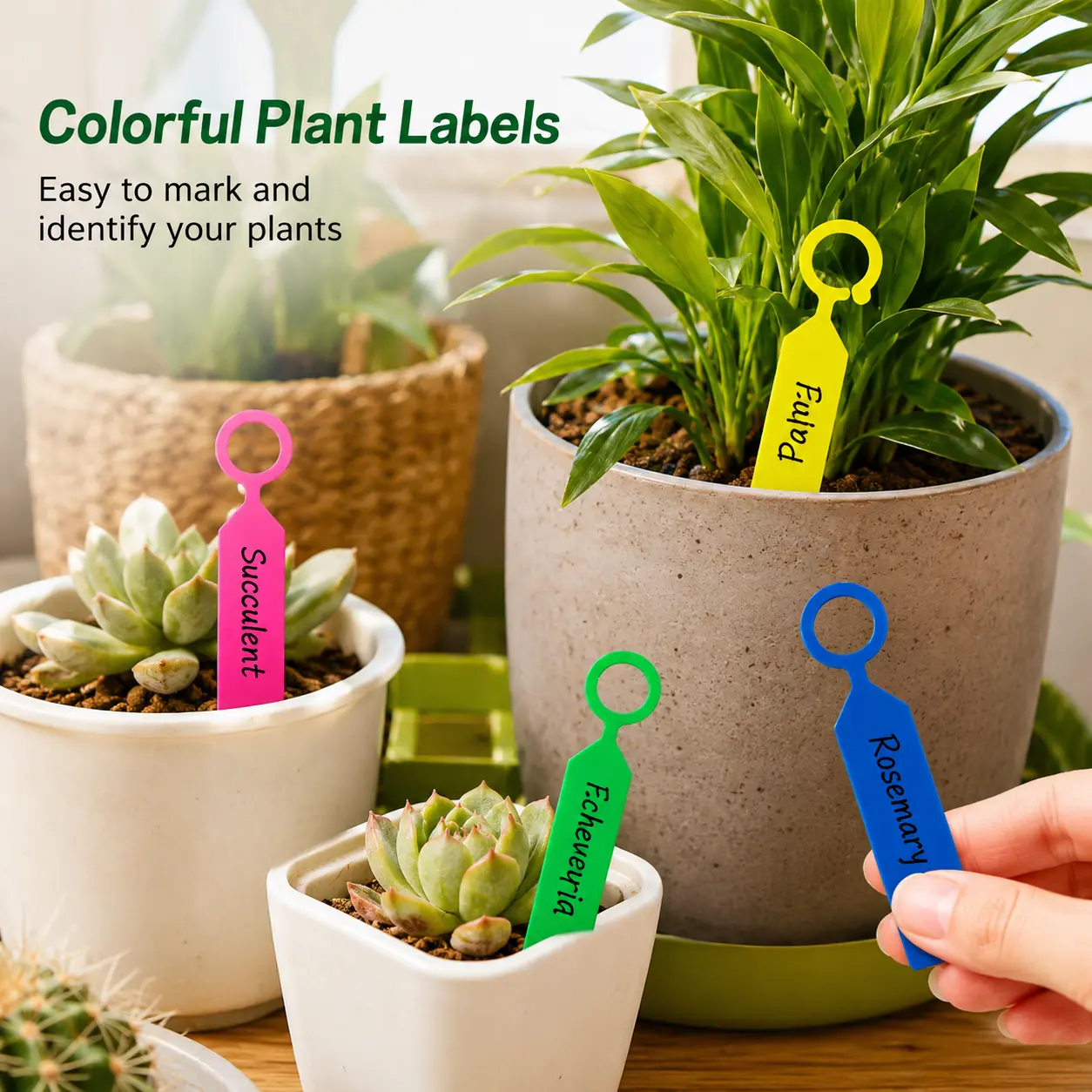 100-Count Bulk Mixed Color Hanging Plastic Plant Labels - Waterproof, Round Edge, Outdoor Safe Garden Plant Identification Tags, Hanging Labels