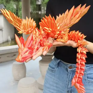 64cm/25.2 Inch 3D Printed Dragon Toy, Jointed Crystal Dragon Model, Safe Non-Toxic Pla Material, Desk Decor, Stress Relief, Holiday Gift