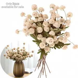 3Pcs Spring Artificial Pom-Pom Flowers Snowball - Graduation Gifts Dandelion Bulk Faux Silk Blooms for DIY Bouquets, Wedding Centerpieces & Home Office Teacher Appreciation Gifts（without a vase）