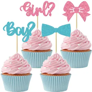 Gender Reveal Party Cake Decorations, Blue Bow Tie Cake Pops, 12/24 Pieces, Baby Shower Theme, Birthday Party Supplies