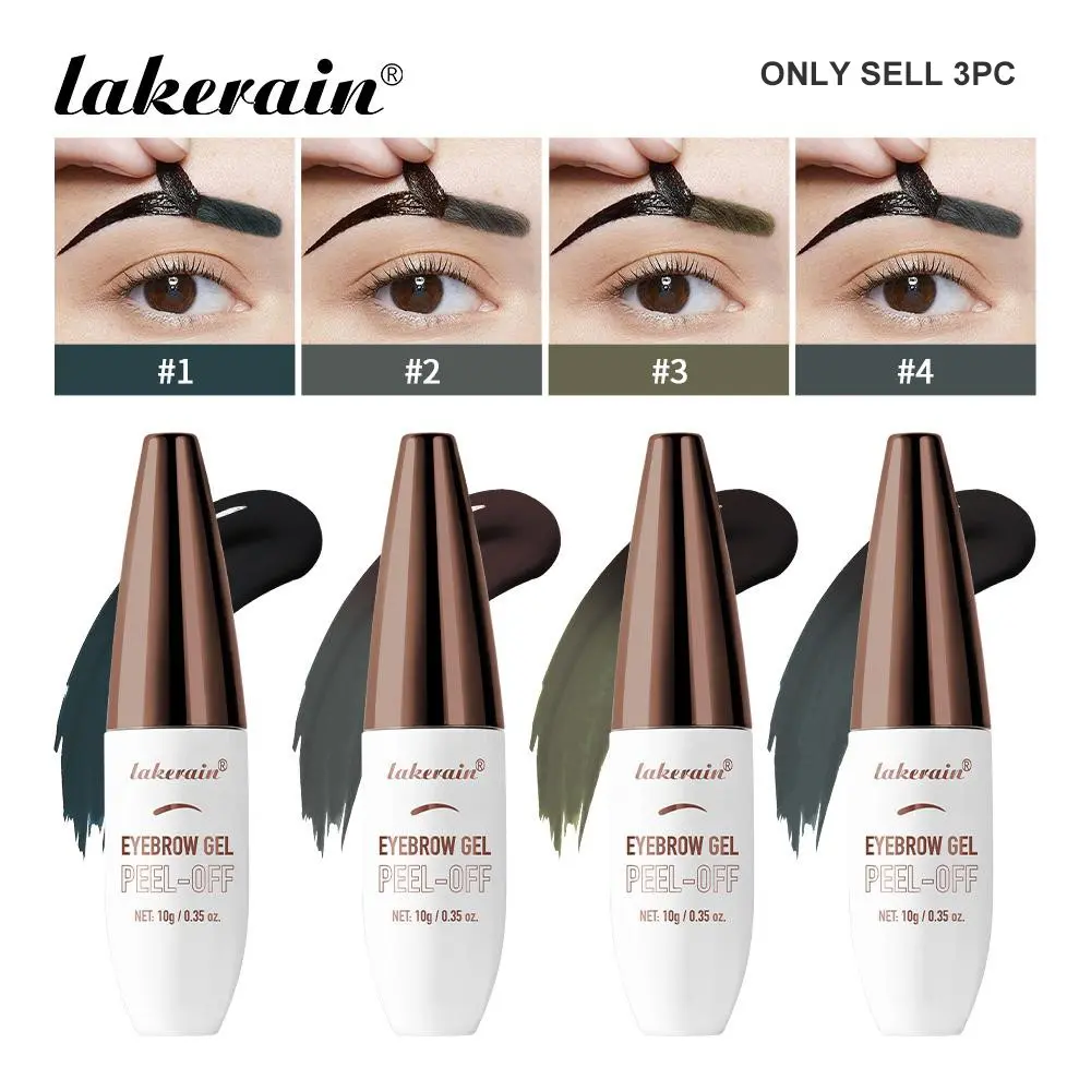 Long-lasting Peel-Off Tinted Brow Gel, 3 Counts Smudge-Proof & Transfer-Resistant Brow Cream, Natural Color Tint Lasts 3 Days, Effortless Flawless Brows, for All Skin Tone Eyebrow Products