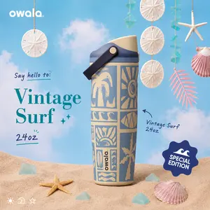 [NEW2026] Limited Edition Owala FreeSip Sway 30oz “Vintage Surf” Insulated Water Bottle – Retro Beach Aesthetic Leakproof Travel Tumbler for Gym, School & Daily Use