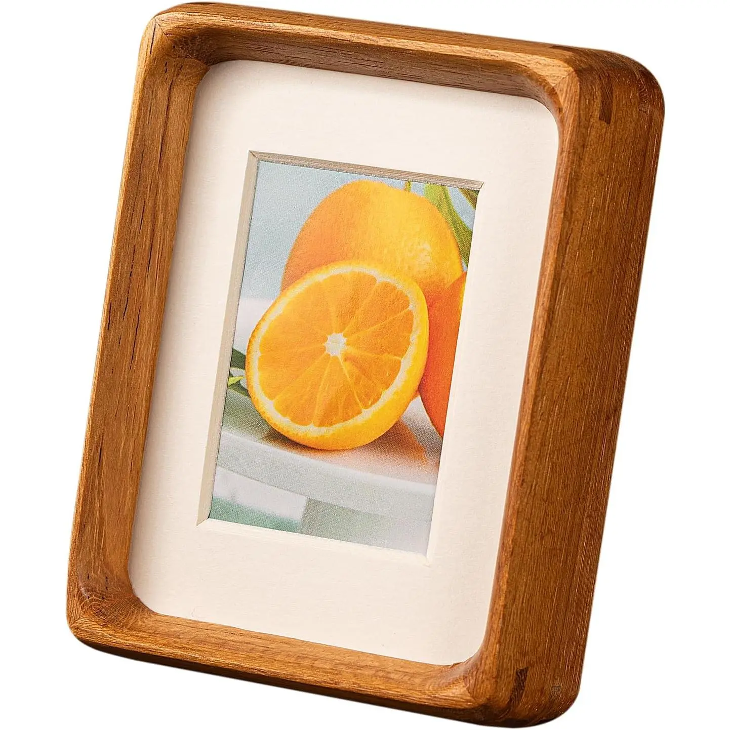 Solid Teak Wooden 3x4 Picture Frame with 2x3 Mat - Smooth, Stable, Buckle-Equipped, Nature-Inspired Small Frame with Box, for Newborn Photos, Room Wall & Tabletop Home Decor, Newborn Gifts