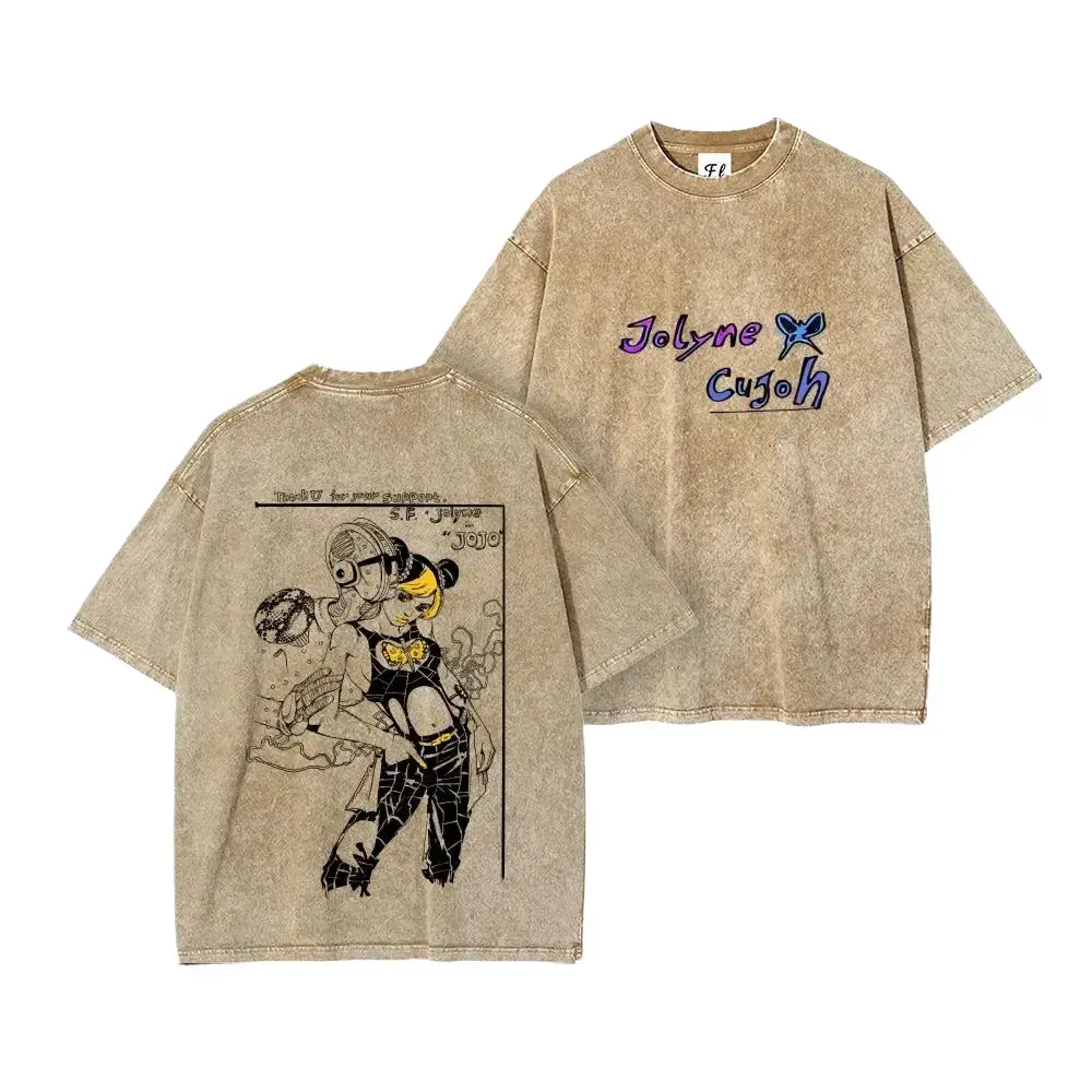 Vintage JoJo's Bizarre Adventure Stone Ocean Graphic Tee - Jolyne Cujoh & Stone Free Retro Acid Wash Cotton T-Shirt. Unisex Anime Streetwear, Oversized Y2K Manga Top for Cosplay & Casual Everyday Wear. Trendy Japanese Anime Merch & Geek Apparel Gift.