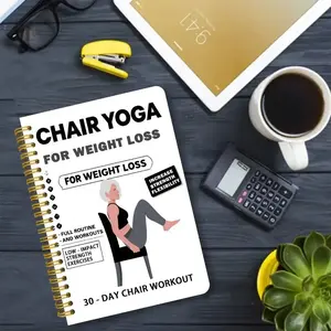 30-Day Chair Yoga Weight Loss Spiral Notebook & Exercise Guide, 15-Minute Daily Routine, Strength & Flexibility, Suitable for Seniors & Beginners, for Workout