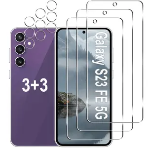 [3+3 Pack] Galaxy S23 FE Screen Protector + Camera Lens Protector, 9H Hardness, Scratch Resistant, Easy Installation, Bubble Free, HD Tempered Glass for Samsung Galaxy S23 FE