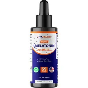 Vitamatic Melatonin 20mg Liquid Drops - 2 Fluid Ounce (59ml) - Natural Berry Flavor - for Adults - Non-GMO - Vegetarian Supplement Edible Dietary
