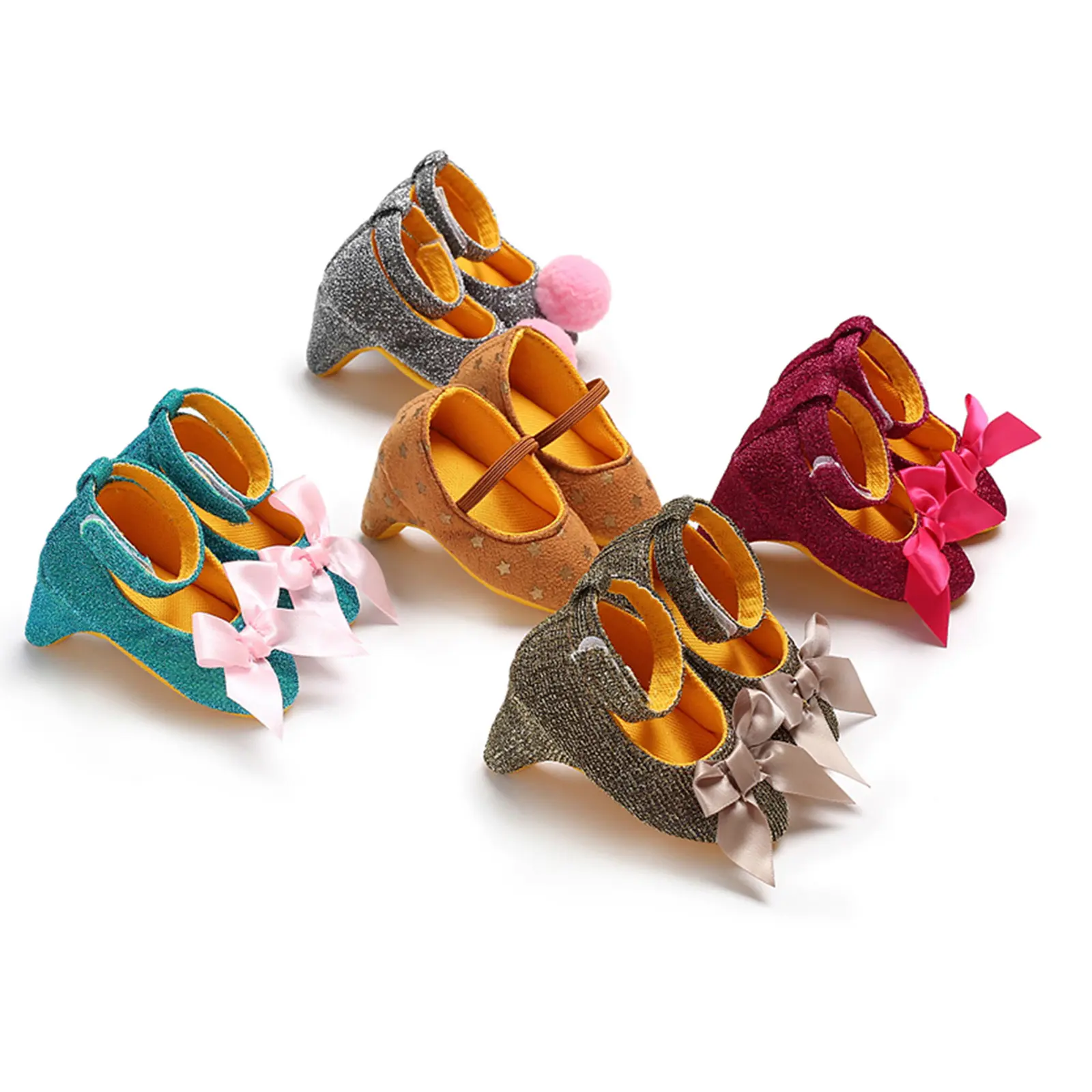 Baby Girls Princess High Heels Cute Fashionable Infant Bow Decor Dress Shoes Party Photography Props
