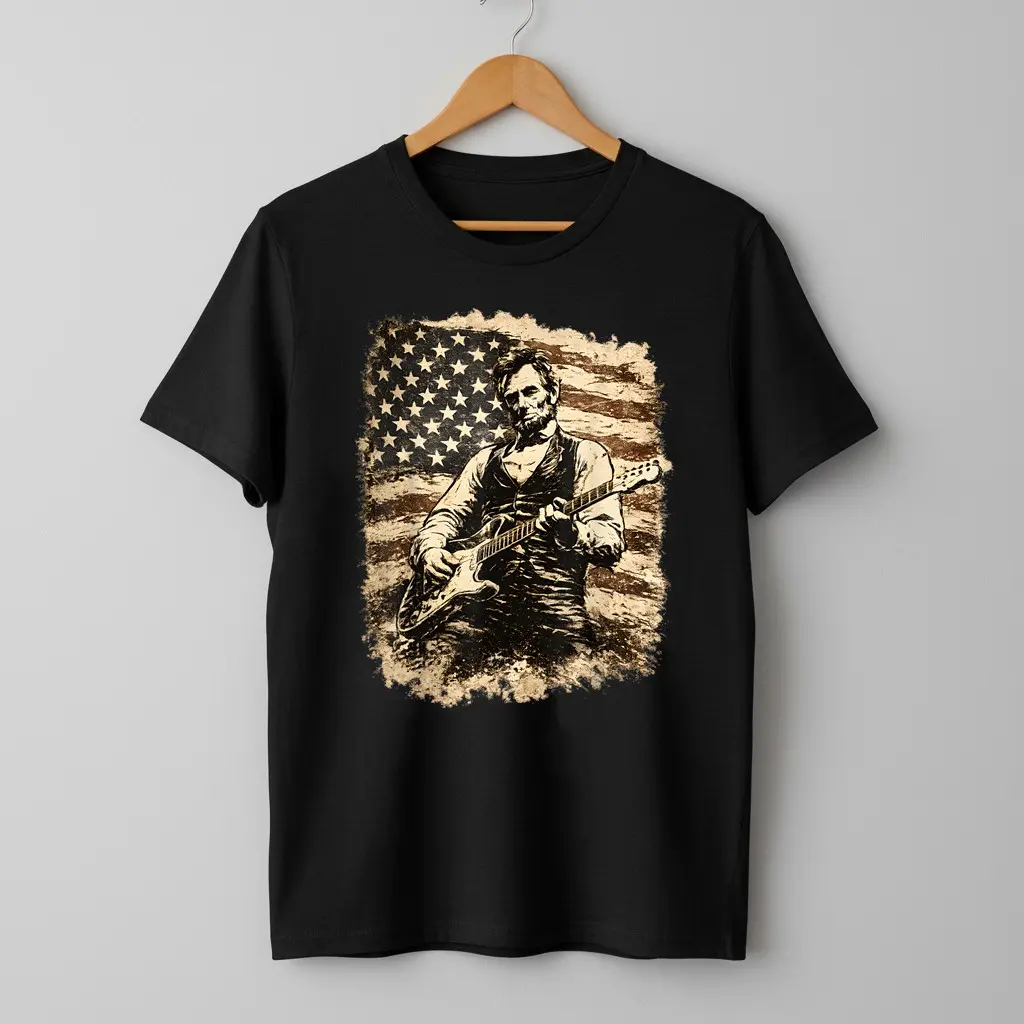 President Abraham Lincoln Playing Guitar Abe Lincoln Design T-Shirt