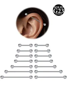 Titanium Industrial Barbell 14G Industrial Nipple Rings Earring Industrial Piercing Jewelry Nipple Piercing Jewelry  Industrail Piercing Tongue Ring Long Bar Body Piercing Jewelry 12-38mm Titanium Alloy