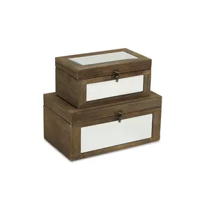 Larkspur Set of 2 Mirrored Wood Boxes | Lined | Latched |