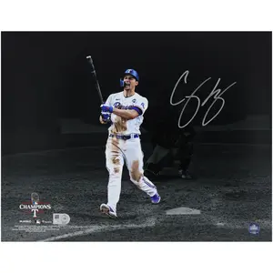 Corey Seager Texas Rangers 2023 MLB World Series Champions Autographed 11" x 14" World Series Hitting Spotlight Photograph - Fanatics Authentic Certified - MLB Memorabilia