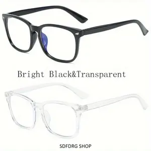 2 Pack Blue Light Glasses for Women Men, Retro Square Frame Clear Lens Eyewear, Lightweight Computer Glasses for Screen Use, Minimalist Fashion Glasses for Daily Outfit Office