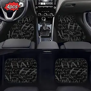 4pcs Graffiti Haha Car Floor Mats, Polyester Fiber Material, Fashionable Gift for Friends and Family, Car Interior Accessories, Car Accessory