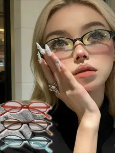 Retro Harajuku Oval Frame Glasses Y2k Vintage Style Eyewear For Youth Carnival Party Photo Prop Party Event Props Streetwear Fashion Accessories