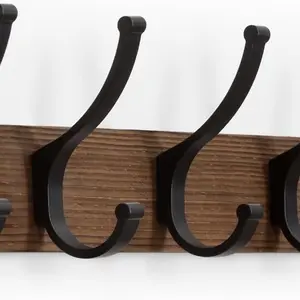 Coat Rack Wall Mount 16.5 Inches Wood Coat Hooks Wall Hooks Hanging Hat Rack Bag Hanger Key Holder Wall