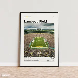 Lambeau Field Poster, Green Bay Packers Poster Print, NFL Stadium Poster, Sports Poster, Mid Century Modern, Football Fan Gift Print