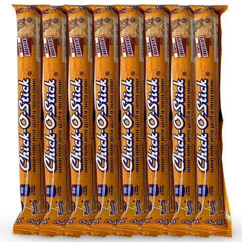 Chick O Stick Candy Bars | 8 Pack | Crunchy Peanut Butter Rolled In Toast Coconut | Peanut Butter Candy | .7 oz Bars