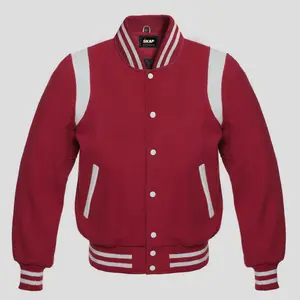Letterman Baseball Collage School Varsity Jacket Maroon Collar Knit Bomber
