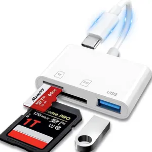 SD Card Reader, USB 3.0 Type C High Speed to SD/TF Card Adapter for  17/16/15, Memory Card Reader with SD MicroSD Dual Slots for iMac/iPad/MacBook Pro/Air/Neo,Android Phone/Tablet