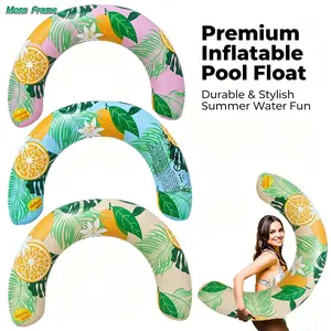 Inflatable U-Shaped Swim Ring with Fruit Prints — Summer Inflatable Water Float, Swim Ring, and Pool Noodle for Adults