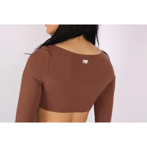 Limitless Motion 1.0 | Long Sleeve Cropped Top (Chocolate)