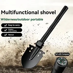 One piece lightweight folding shovel - a portable multifunctional tool equipped with an ergonomic handle and storage bag, designed specifically for camping, hiking, and backpacking. Made of durable metal material, it is an essential camping equipment