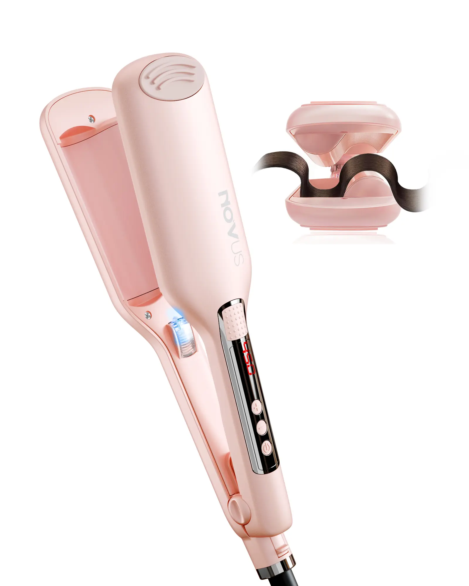 NOVUS Ceramic Curling Iron with Negative Ions 60000000+ Hydrate Smooth Protect Flawless Curls with Less Damage 28mm Barrel 90W Power 120V-60HZ Plug Powered Hair Styling Tool