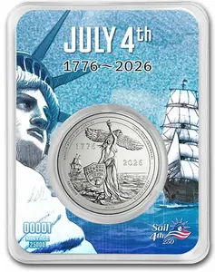 250th JULY 4TH COMMEM HALF OUNCE .999 SILVER IN TEP