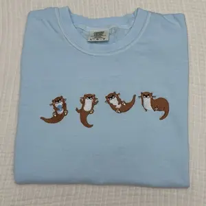Cute otters embroidered summer spring comfort colors shirt/  comfort colors tee/ otter embroidered shirt