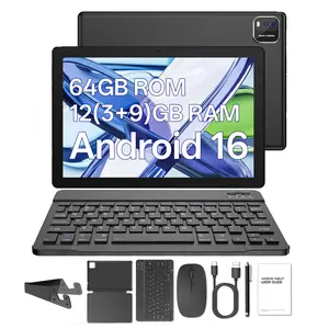 Android Tablet PC Set, 10.0 Inch, 12gb RAM + 64GB Storage, Keyboard, Mouse, Leather Case, Touch Pen, Stand, 6000mah Battery, WiFi, Bluetooth-compatible, Tablet with Keyboard