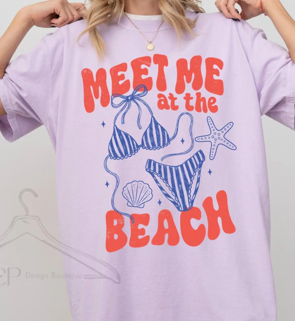 Meet Me At The Beach T-Shirt, Trendy Summer Women's Beach Shirt, Retro Girly Summer Tee, Summer Shirt For Girls, Bikini Top T-Shirt