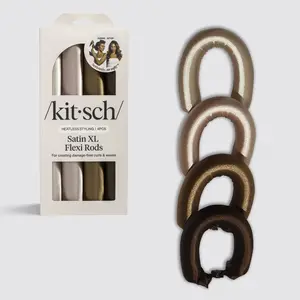 Kitsch Satin Heatless Curling Rod - Jumbo Flexi Rod, Heatless Hair Curler for Overnight, Soft Hair Curlers, Heatless Curlers for Women, 4pcs, Rosewood