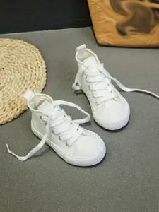Opoee High-Top Canvas Shoes for Boys & Girls, Lace-Up School Season Sneakers, Classic Youth Sports Tennis Shoes, Infant Skateboard Shoes