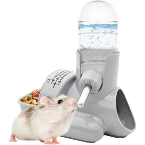 3 in 1 Hamster Water Bottle No Drip Small  Water Bottle Automatic Bottle Dispenser with  Container Base Hut and Hideout Base 4oz/120ml,Leekproof,