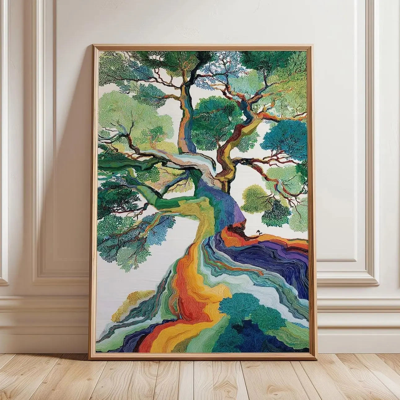 Colorful Abstract Tree Poster Modern Nature Wall Art Landscape Decor Print C