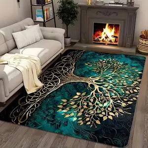 Indian-Style Living Room Area Rug Velvet-Material Feather Pendant Print Area Mat Soft and Comfortable, Slip-Resistant and Wear-Resistant Machine Washable Suitable for Bedrooms, Living Rooms, Dorms, Cottages, Dining Rooms, Entryway Mats Home Decor Rug