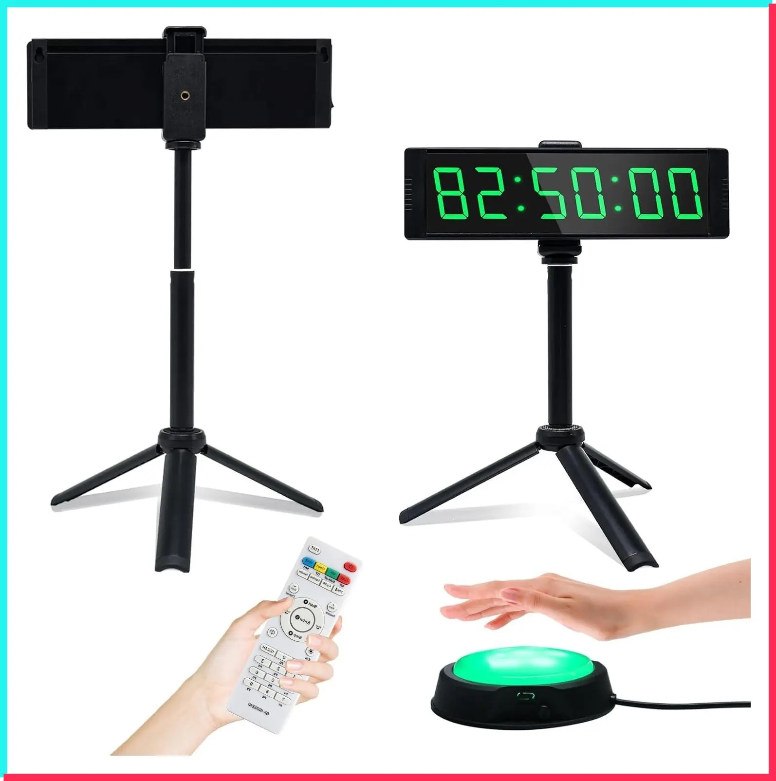 Gym Timer Clock for Home Gym, Fitness Timer with Stopwatch Button, Large Digital Stopwatch Countdown Clock, 12/24H Digital Wall Clock, with Stand