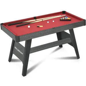 53.5 Inch Pool Table with Wood Finish, Modern Billiards Table with 2 Cue Sticks, 16 Balls, Rack, Felt Brush and Chalk, Choose Your Style, Suitable for Living Room & Playroom