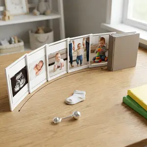 Foldable Photo Frame, Creative Book Style Picture Frame, 3D Printed Desktop Display, Pull-Out Replacement Frame, Invisible Book Frame