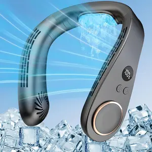 Neck fan air conditioner5500mah portable neck fans that blow cold air personal small bladeless neck ac fan best usb rechargeable battery operated metal cooling plate neck cooler for women men black