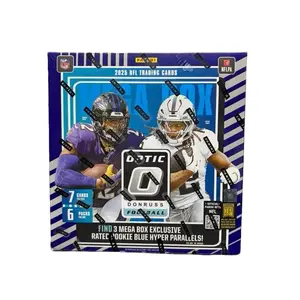 Donruss Optic 2025 NFL Mega Box - Find 3 Mega Box Exclusive Rater Rookie Blue Hyper Parallels - 6 Packs Per Box